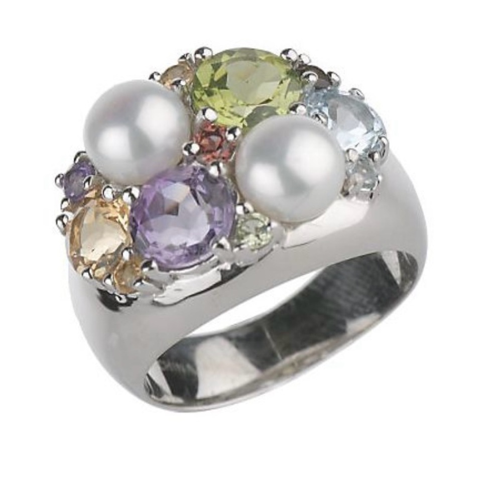 Ross Simon’s 2.85cttw multi gemstone and cultured pearl ring. - Picture 6 of 9